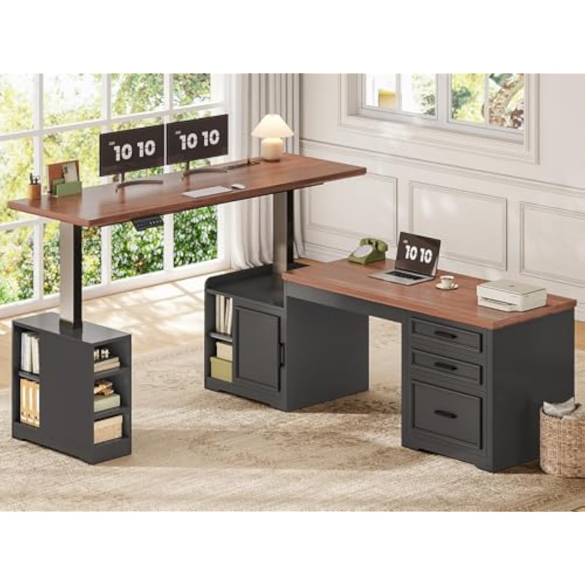 Desk Setup Corner - Электрический стол L-образной формы с регулируемой