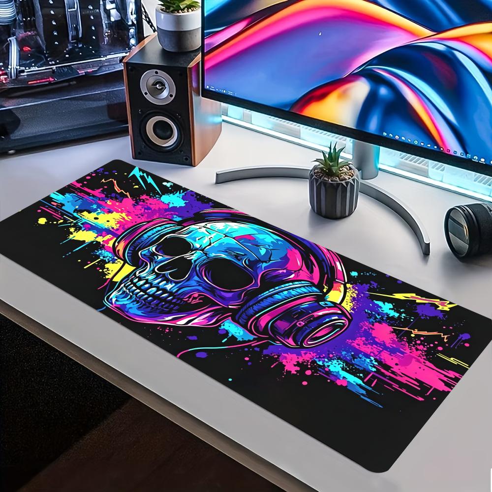 Desk Setup Headphones - Коврик для мыши с неоновым черепом
