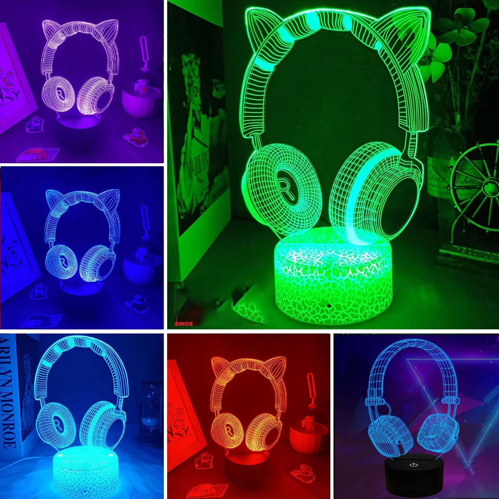 Desk Setup Headphones - Новые наушники, 3D иллюзия, ночник, гарнитура,
