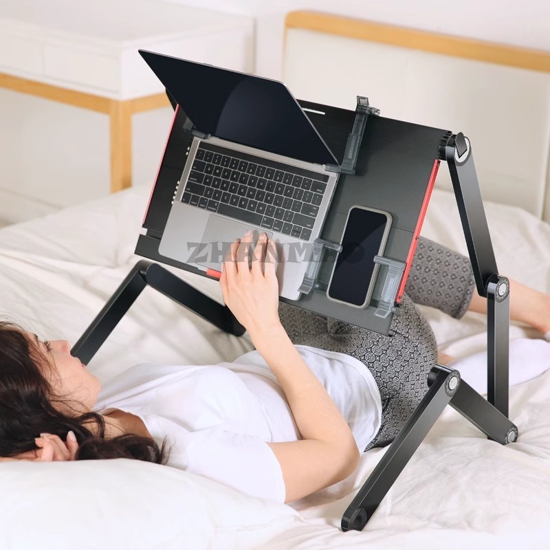 Desk Setup With Laptop - Лежащая плоская кровать, стол для ноутбука,