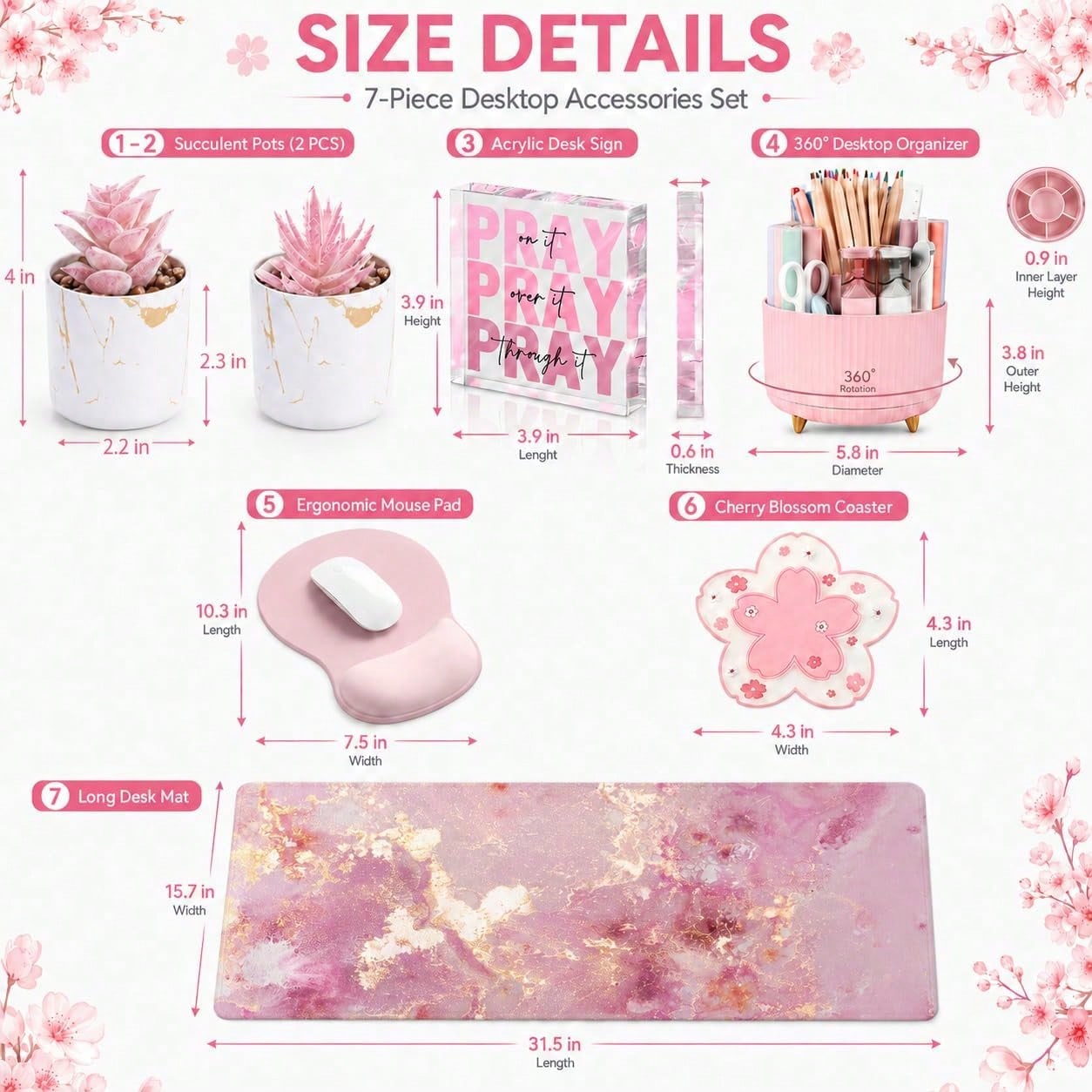 Набор из 7 предметов для декор – обзор и цена Desk Setup Girly