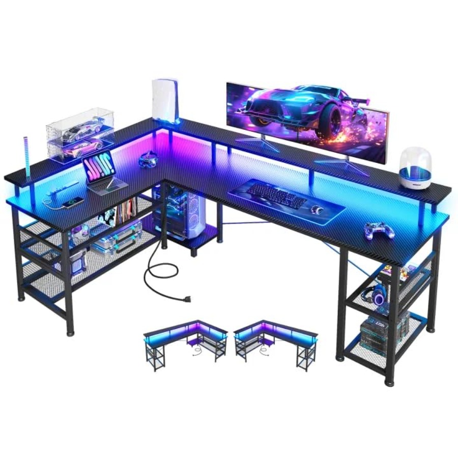 66 – большой угловой игровой с – обзор и цена Desk Setup Black