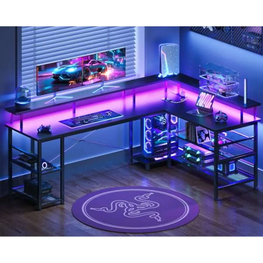 66 – большой угловой игровой с – обзор и цена Desk Setup Black